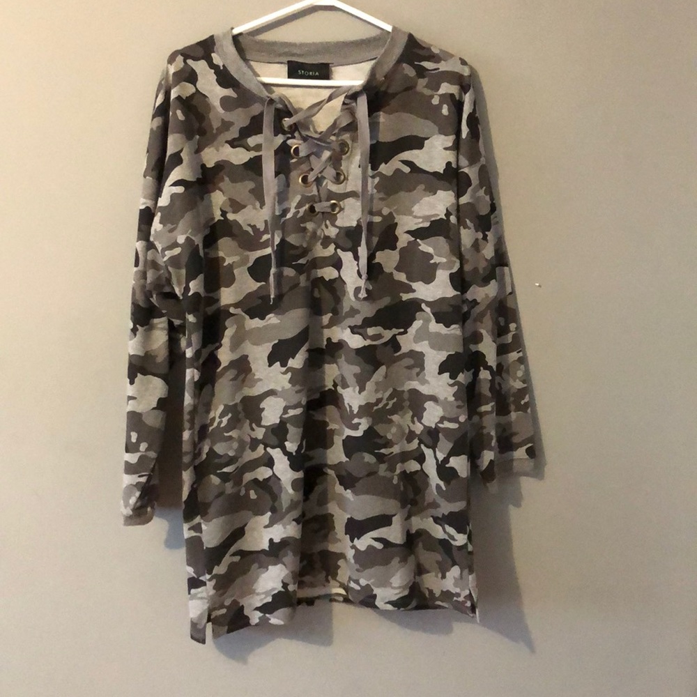 Camouflage long sleeve dress